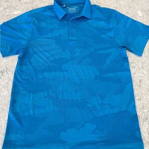 Under Armour Camo Pattern Blue Golf Polo Shirt-XL